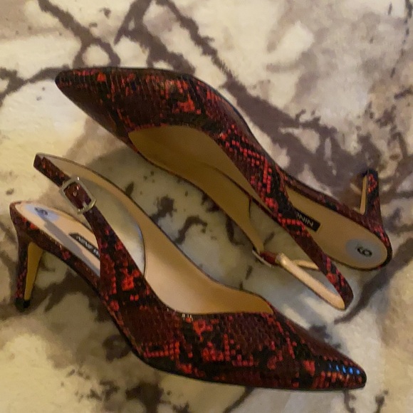 Nine West Red Snakeskin Heels - Picture 3 of 6